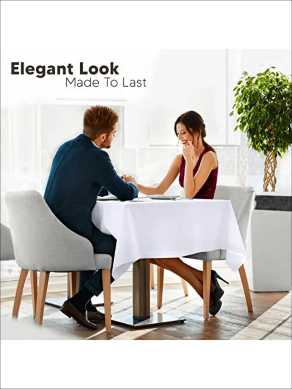 2 Pack Rectangle Tablecloth 90x156 Inch 100% Polyester Stain Resistant Wrinkle